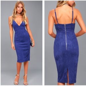 Royal Blue Suede Midi Dress